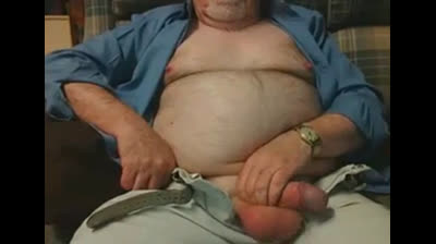 Hairy Grandpa Bear Strokes His Big Cock