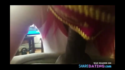 Masked Ebony Amateur Gives Blowjob and Swallows