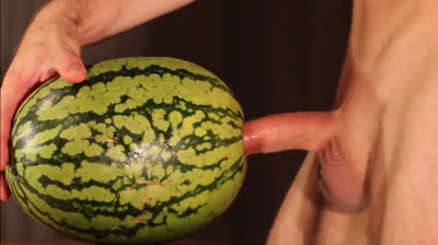 Muscular Stud Fucks and Cums on Watermelon