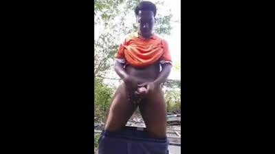 Big Black Cock Stroking Outdoors