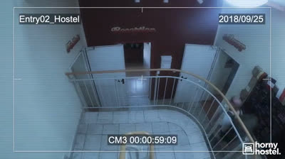 Horny brunette fucked in a hostel