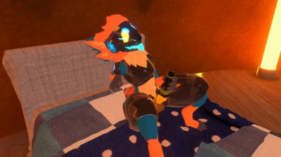 Furry Protogen using 2 toys at one mmmph