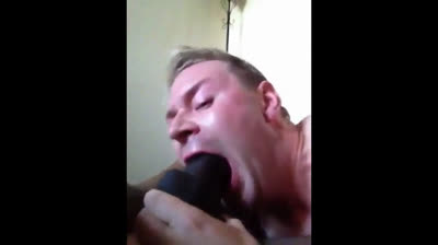 Amateur White Guy Sucks a Big Black Cock