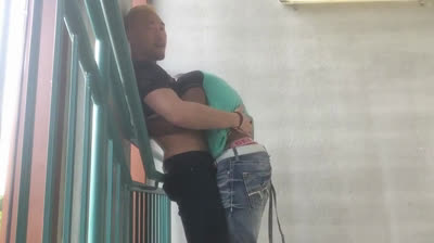 Interracial Bareback in the Stairwell with Asian and Black Guys