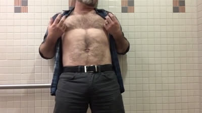 Hairy Daddy Strips and Jerks Off His Thick Shaft