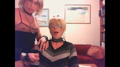 Clothed Crossdressers Suck Each Other Off