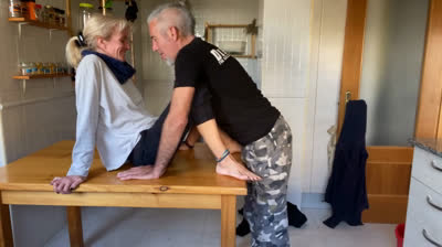 Stepmom Gets Fucked Hard by Step Son on the Kitchen Table