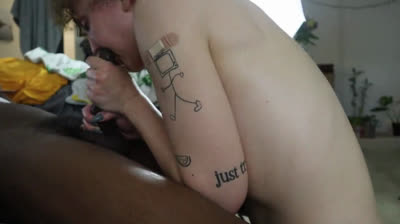 White Girl Sucks Big Black Cock - Interracial Blowjob Video