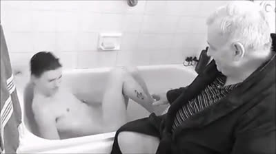 Fat Daddy Gives Boy a Massage and Foot Fetish Treatment