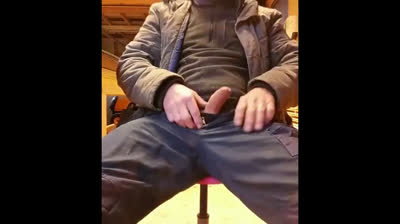 Big-Cocked Daddy Jerks Off at Work - Amateur Solo Video