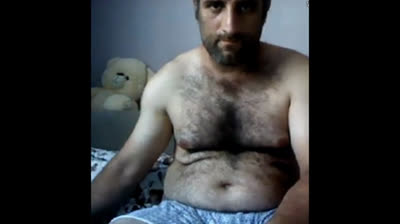 Big-Cock Turkish Bear Masturbates on Webcam