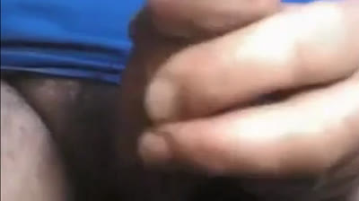 Daddy shows off his thick uncut cock on webcam