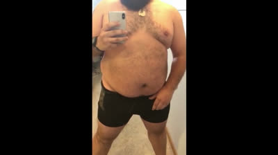 Fat Bear Stroking His Big Cock