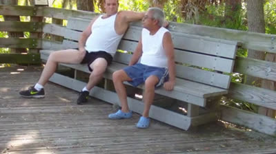 Daddies Have Outdoor Fun in Public Park