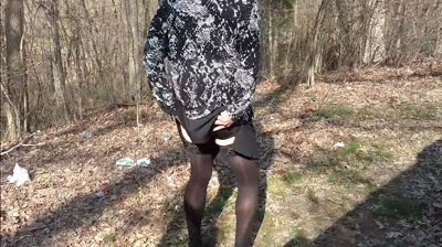 Outdoor Crossdresser Jane Plays with Sex Toy