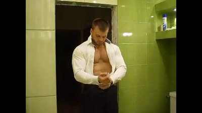 Muscular Russian Hunk Strips and Plays