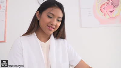 Doctor and patient double penetrate tight Asian holes of nurse - SexVid.xxx