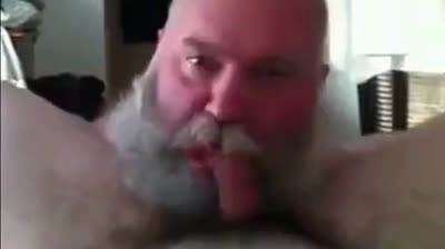 Bearded Daddy Sucks Big Cock